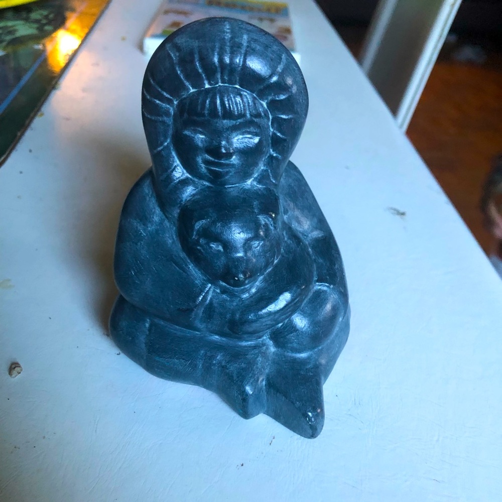 3 Inuit figurines, 2 by Diehl and the other is signed Scott 1979,